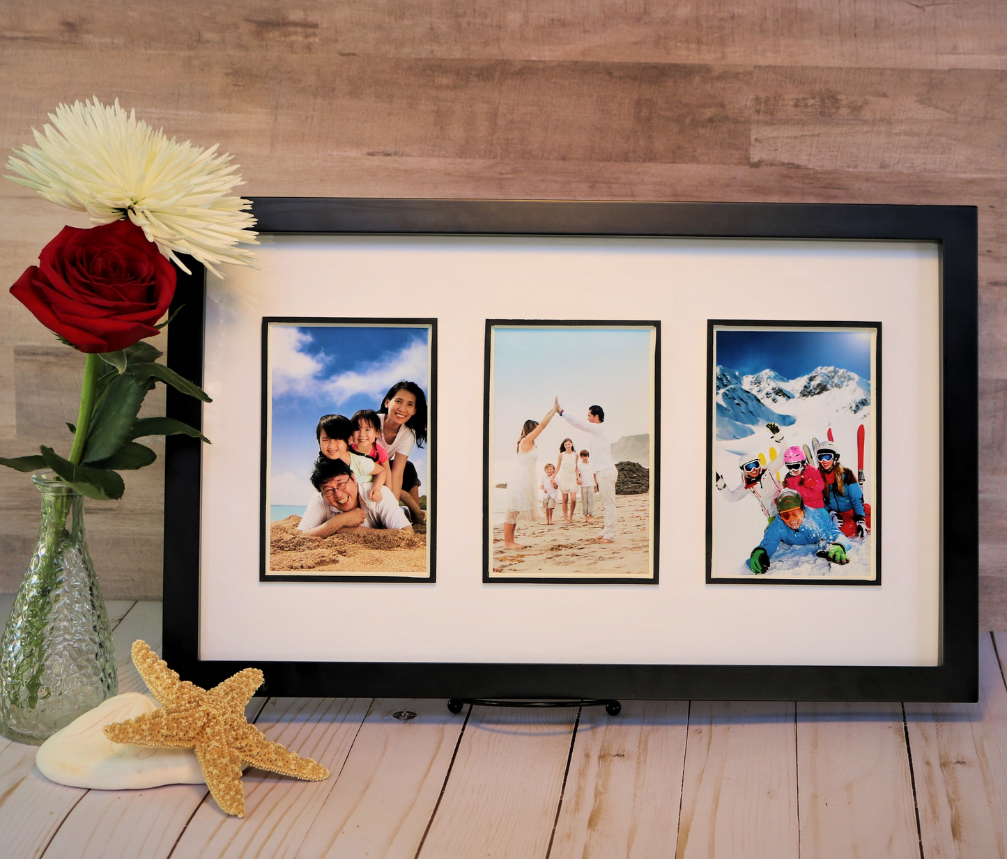 11"x18" Three Photo Frame - Black