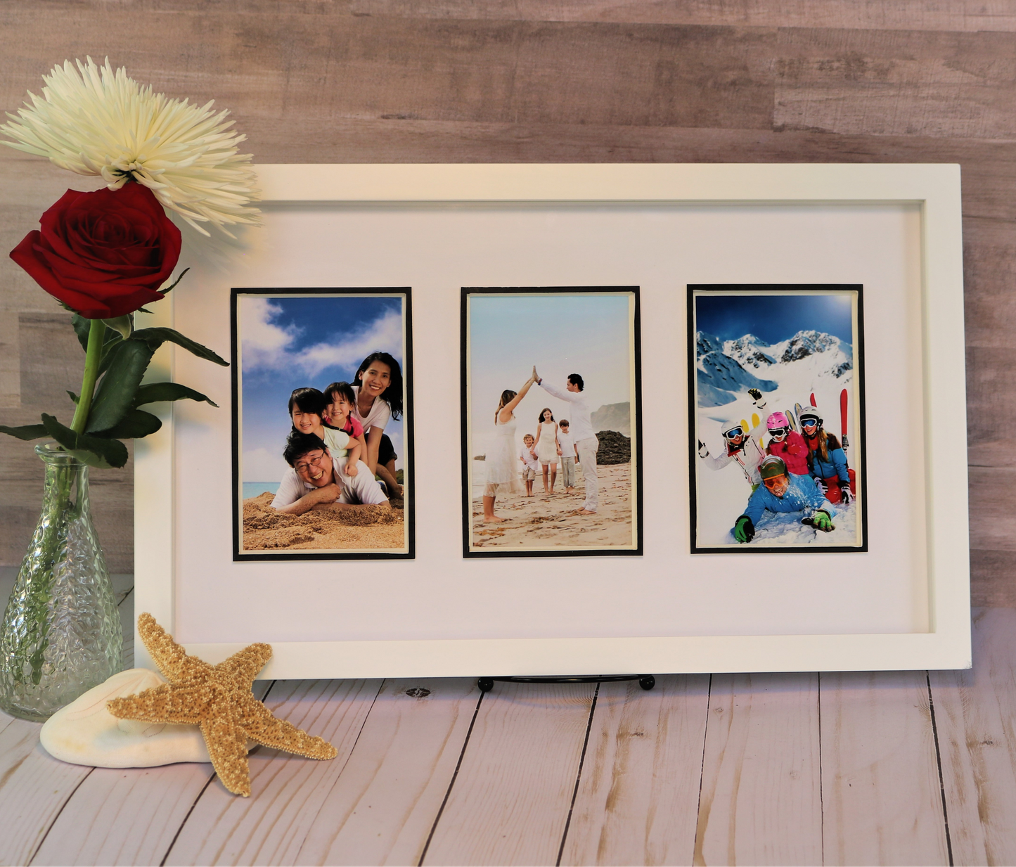 11"x18" Three Photo Frame - White