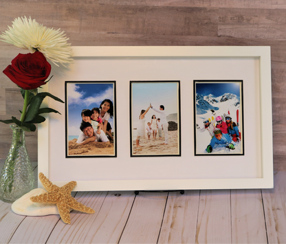 11"x18" Three Photo Frame - White