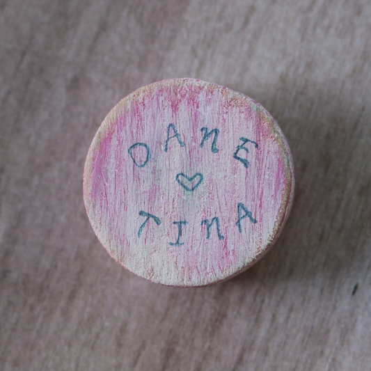 Distressed Pink Stained Token