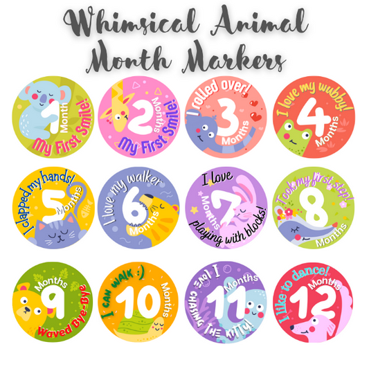 Whimsical Animal Month Markers